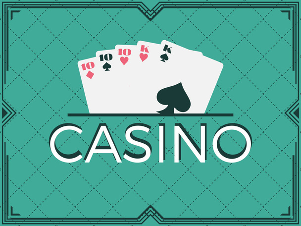 Casino, Pokerspiel, Full House, Art Deco Rahmen. Vektorillustration - Vektor, Bild