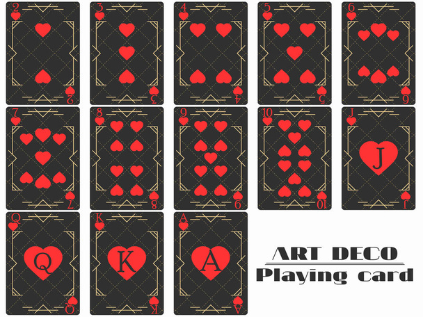 Jouer aux cartes costume de coeur. Cartes de poker design original style art déco. Illustration vectorielle
 - Vecteur, image