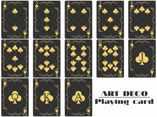 Playing cards club suit. Poker cards original design art deco style. Vector illustration - Vector, Image