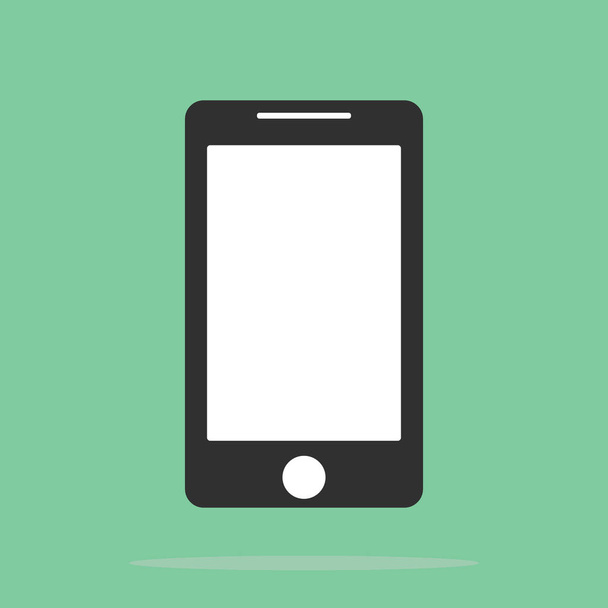 εικονίδιο smartphone το στυλ επίπεδη σχεδίαση στο πράσινο φόντο. Smartphone iphone εικονίδιο στο στυλ επίπεδη σχεδιασμό στο πράσινο φόντο. Λευκό smartphone κινητό τηλέφωνο επίπεδη σχεδίαση - Διάνυσμα, εικόνα