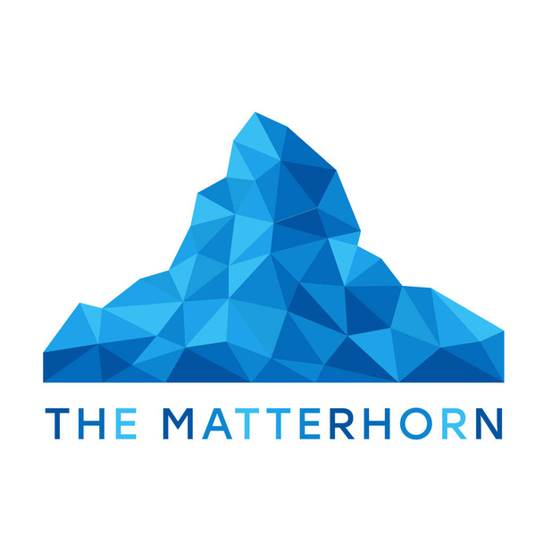 Vektorové ilustrace hora Matterhorn v low-poly stylu. Na obrázku lze použít jako potisk trička, eko tašky, textil, suvenýry. Švýcarské Alpy - Vektor, obrázek