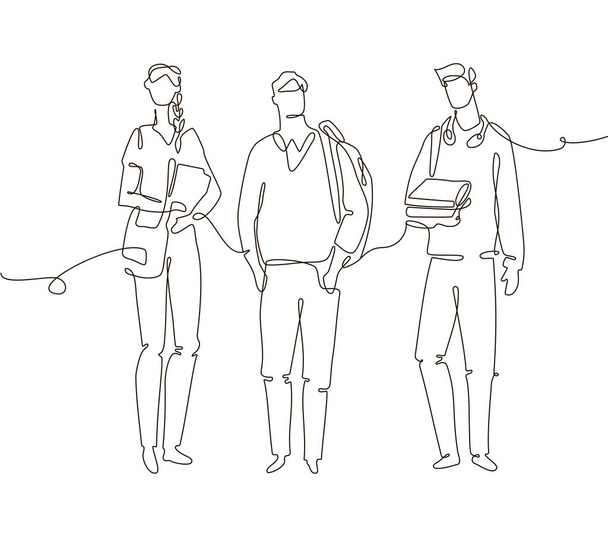 Gruppenmitglieder - eine Linie Design-Stil Illustration - Vektor, Bild