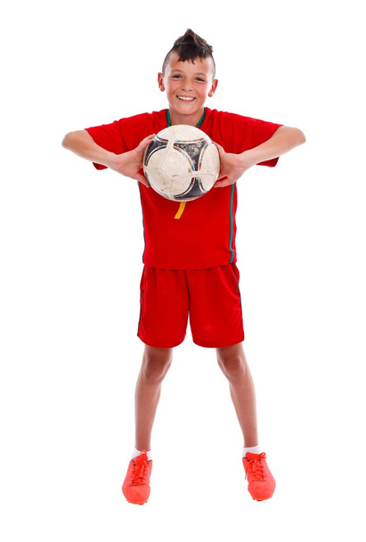 Boy holding soccer ball - Фото, зображення