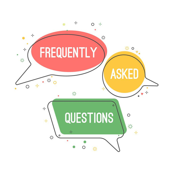Frequently asked questions emblem on chat clouds set - Vector, Image