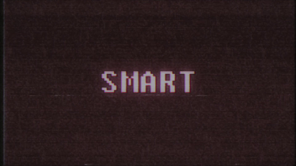 Retro videoherní chytré slovo text počítač tv závada rušení hluku obrazovku animace bezešvé smyčka nový kvalitní univerzální vintage pohybu dynamický animovaný pozadí barevné radostné video m - Záběry, video