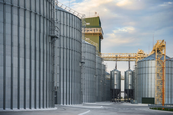 tanques de metal para el almacenamiento de grano (ascensor
) - Foto, Imagen