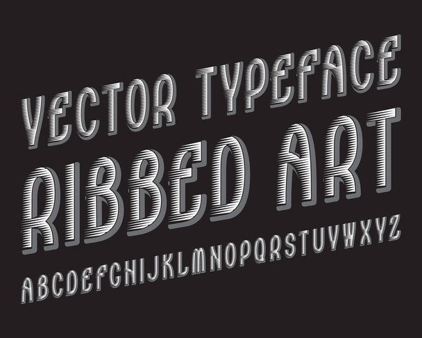 Ribbed Art Vector typeface. White gray contrasting font. Isolated english alphabet. - Vector, Image