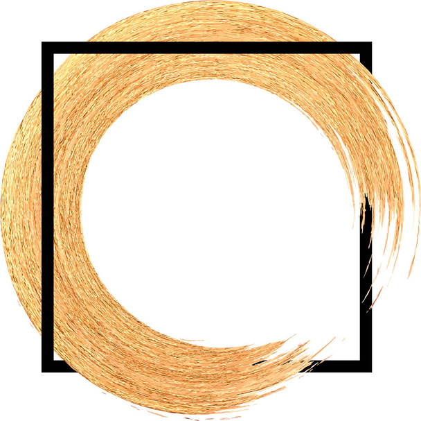 Golden shiny semicircle brush stroke on white background. Vector illustration. - Vecteur, image
