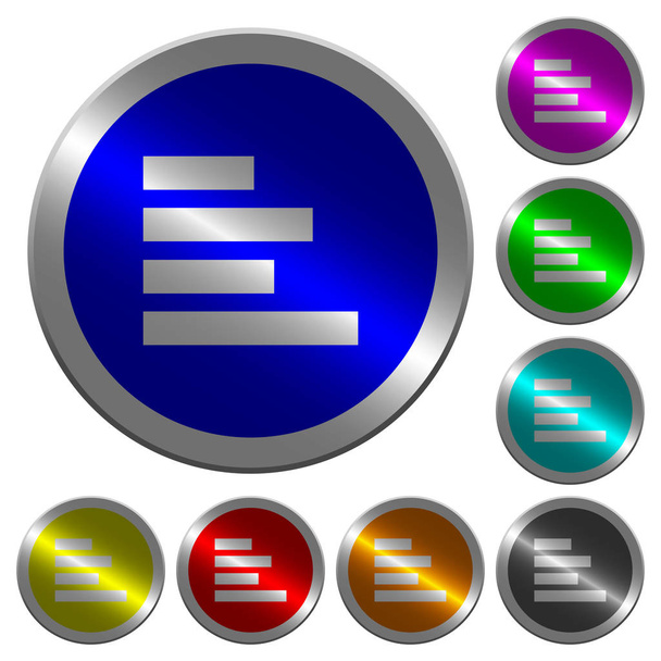 Wyrównać tekst po lewej stronie ikony na przyciski okrągły kolor światła podobne do monet ze stali - Wektor, obraz