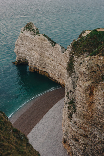 aerial view of scenic rocky cliff at Etretat, France - Photo, Image