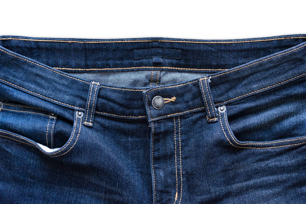 Modré džíny izolovaných na bílém pozadí s ořezovou cestou. - Fotografie, Obrázek