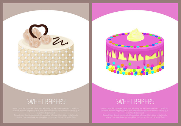 Página de variedad de pasteles Tienda online Vector Illustration
 - Vector, imagen