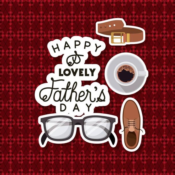 День отца открытка с набором аксессуаров на текстильном фоне
 - Вектор,изображение