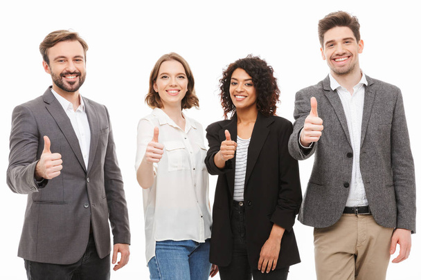 Group of multiracial business people showing thumbs up isolated over white background - Foto, Imagem