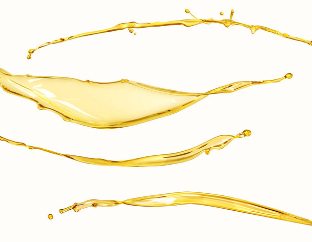 Set of splashes of oil on a white background - Фото, изображение