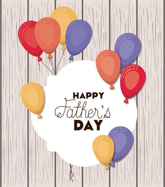 happy fathers day with balloons air party - Vector, Image