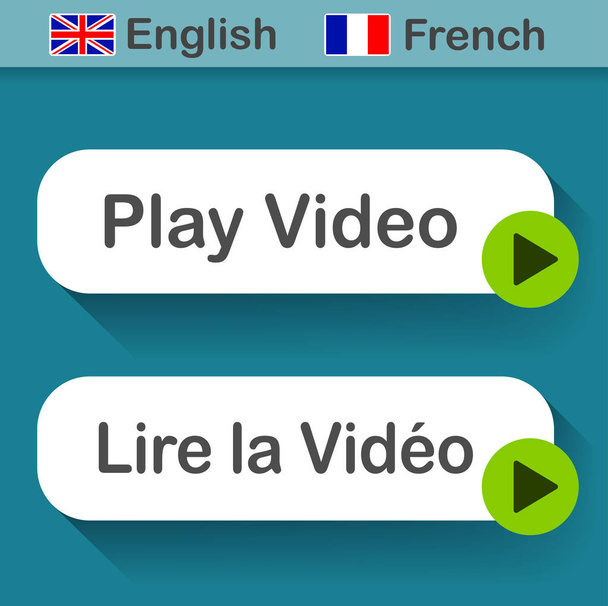 Přehrát video tlačítko s francouzským překladem - Vektor, obrázek