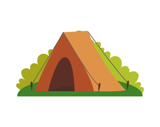 Tent and Greenery of Nature Vector Illustration - Vector, Image