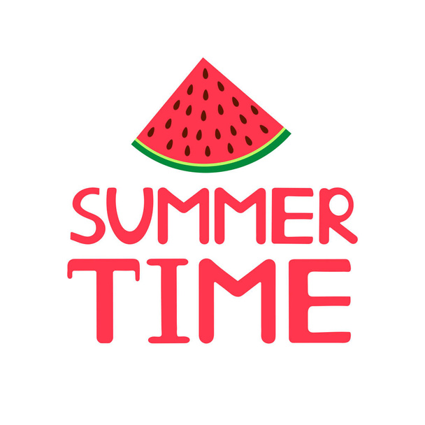 Summer time text and watermelon icon. Vector illustration - Διάνυσμα, εικόνα