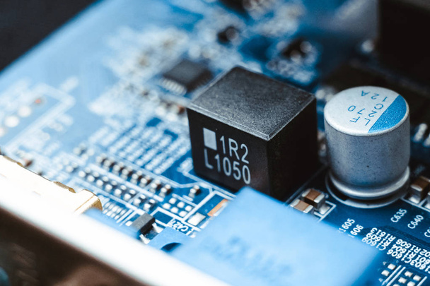Board chip áramkör cpu magtok kék számítástechnika - Fotó, kép