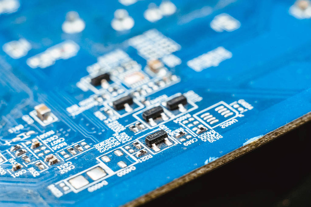 Computer bestuur chiptechnologie circuit cpu core blauw - Foto, afbeelding