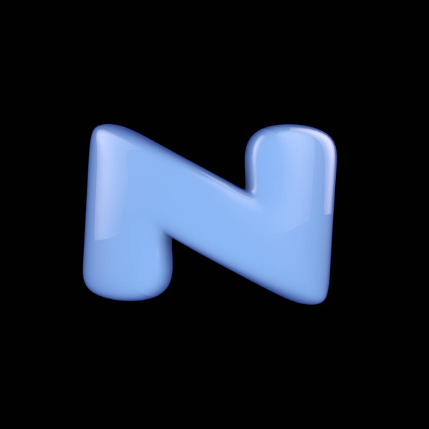 Letras alfabeto cor N isolado em preto, renderização 3d
. - Foto, Imagem