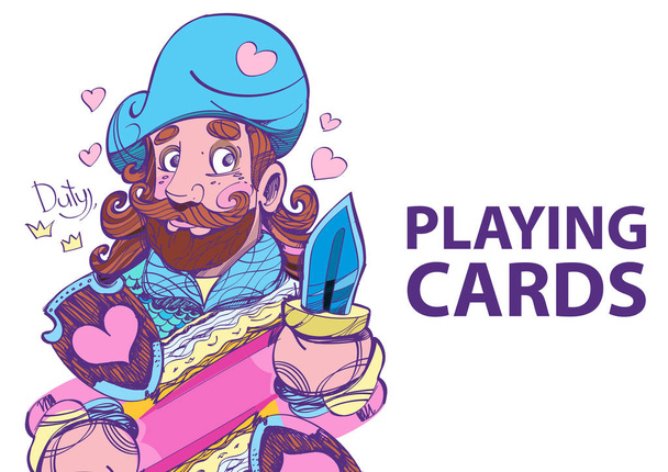 Srdcový kluk, šablona pro vytvoření balíček hracích karet - Vektor, obrázek
