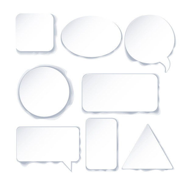 A set of white banners of various shapes for text placement. Dialog bubble. - Vektör, Görsel
