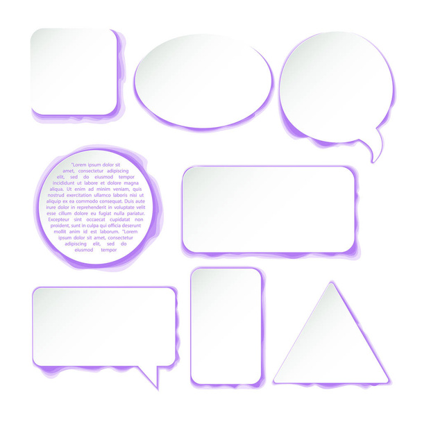A set of white banners of various shapes for text placement. Dialog bubble. - Vector, Image