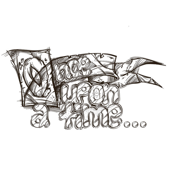 Once upon a time Hand drawn inscription  - Vector, Image