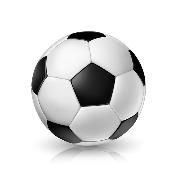 Vector realistic illustration of a football or soccer ball with shadow and reflex - Vector, Image