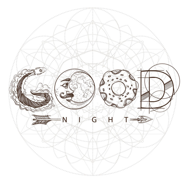 Texto vectorial buenas noches con luna y estrellas
 - Vector, imagen