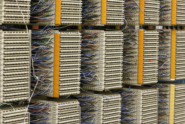 Telephone exchange cable distribution panel - Photo, Image