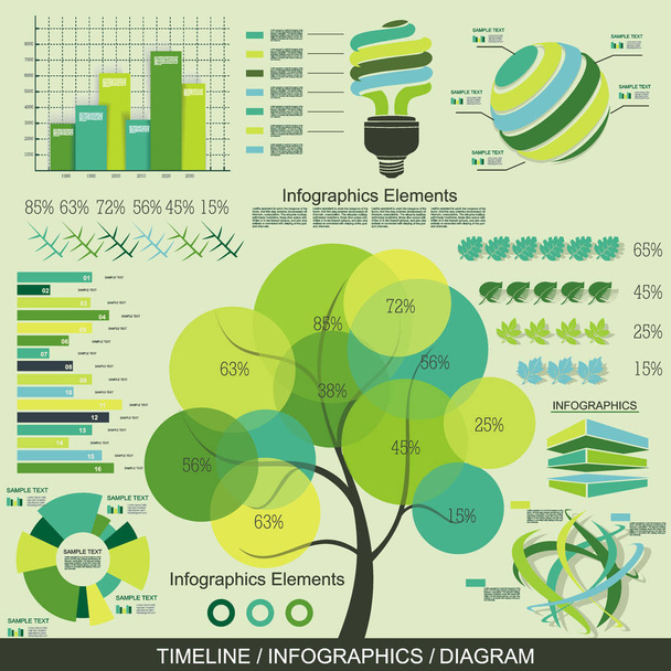 Eco Infographics Template. Set of graphic design elements, vector. - Vecteur, image