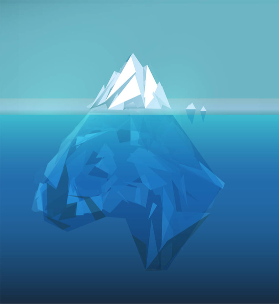 Iceberg polygonal illustration, sea ice berg, underwater ice, abstract polygon ice floe, glacier vector picture. - Vector, Image