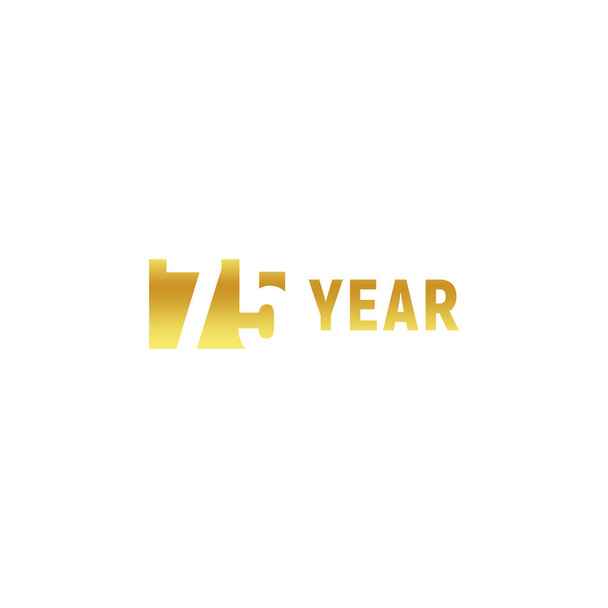 75 year, happy birthday gold logo on white background, corporate anniversary vector minimalistic sign, greeting card template. - Vector, Image