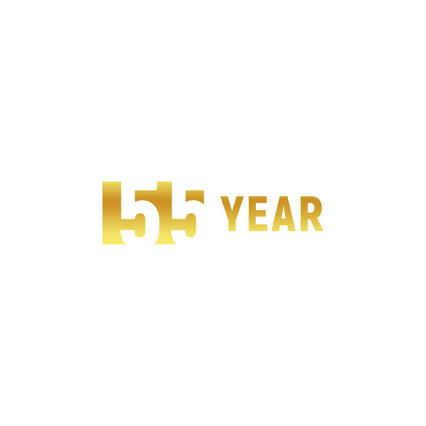 55 лет, золотой логотип с днем рождения на белом фоне, фирменный юбилейный знак минимализма, поздравительная открытка
. - Вектор,изображение