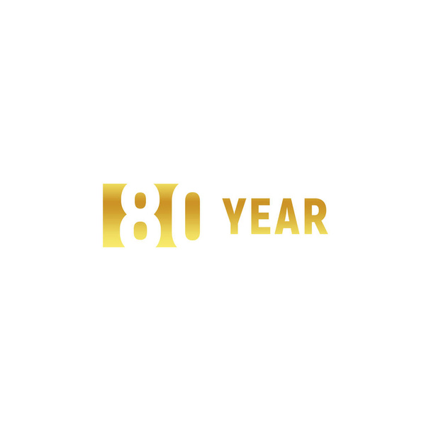 80 年、白い背景、企業の周年記念ベクトル ミニマルな記号、グリーティング カード テンプレート誕生日金ロゴ. - ベクター画像