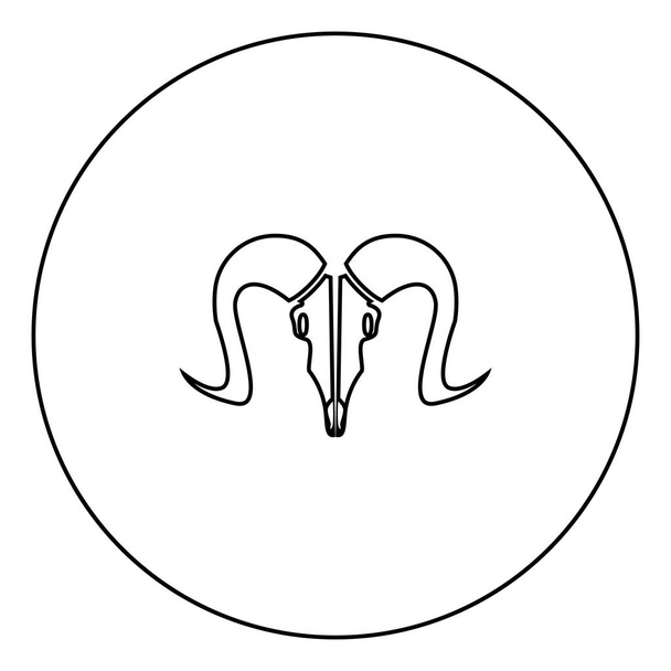 Goat head skull black icon in circle outline vector illustration image - Vector, Image