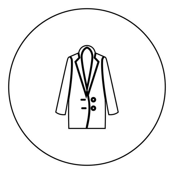 Donna cappotto icona nera in cerchio contorno vettoriale illustrazione immagine
 - Vettoriali, immagini