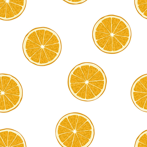 Orange fruits seamless pattern on white background - Vektor, obrázek