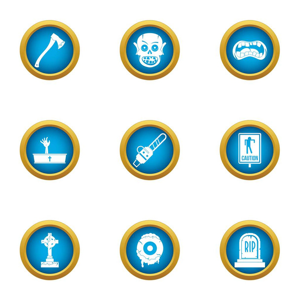 Deadly party icons set, flat style - Vector, imagen