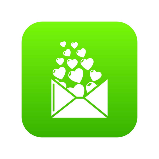 Heart letter icon green vector - Vetor, Imagem