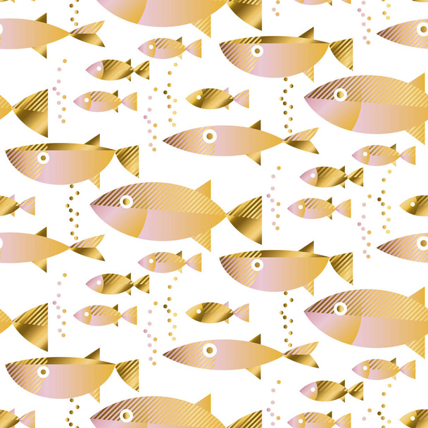 χρυσό ψάρι χωρίς ραφή πρότυπο σε παστέλ χρώμα. - Διάνυσμα, εικόνα