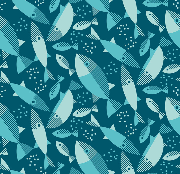 blue river fish seamless pattern.  - Vektör, Görsel