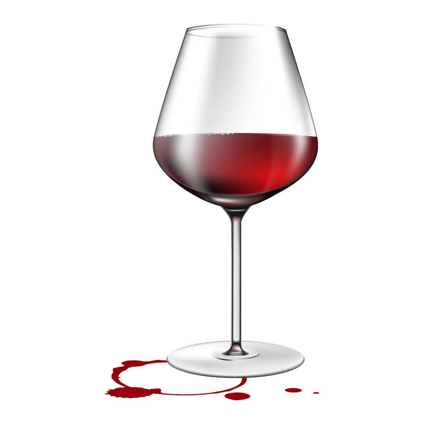 Ilustración vectorial. Icono aislado de la copa de vino tinto con una mancha
. - Vector, Imagen