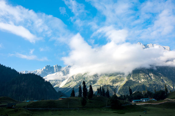 The view of countryside with little village in  Sonamarg, Jammu and Kashmir state, India. - Fotó, kép