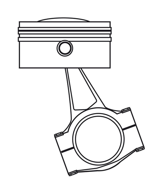 Outline drawing od a piston from a petrol or diesel engine with the conecting rod in place. - Vector, Image
