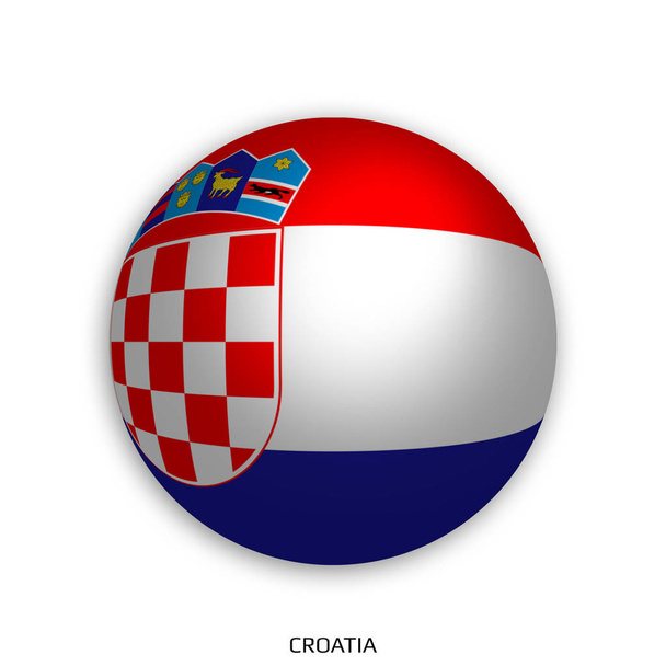 Campeonato del Mundo de Fútbol con bandera de Croacia hecho redondo como pelota de fútbol - sombra caída y aislado sobre fondo blanco
 - Foto, Imagen