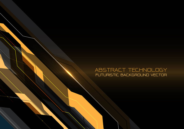 Abstraktní žlutá šedá čára futuristické technologie na černý design moderní pozadí vektorové ilustrace. - Vektor, obrázek